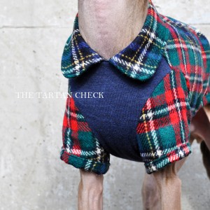 犬服|THE TARTAN CHECK|イギリス製タータンチェック生地|選べる3タイプ×3カラー(ベージュ/ネイビー/グレイ)「丸襟カスタマイズ可能」