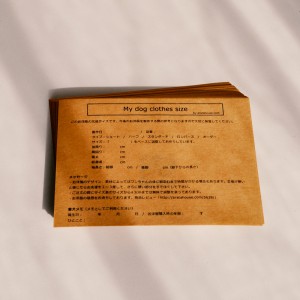 「大切だから!」お届けする全てのお洋服に入れている「My dog clothes size」