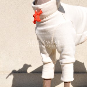 犬服|白スウェット×カンガルーポケット|選べる4タイプ×選べる紐6カラー