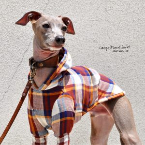 犬服|ラージチェックシャツ|日本製コットンダブルガーゼ|選べる3タイプ×2カラー(ブラウン×オレンジ/ブラック×レッド)