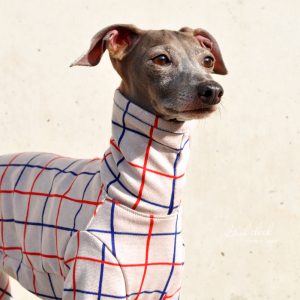 犬服|3cm×3cmグリッドチェック|日本製ジャガードニット|選べる4タイプ×2カラー(アイボリー/レッド)