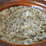 鶏ミンチと牛蒡と舞茸の炊き込みご飯を作ってみた！｜土鍋レシピ