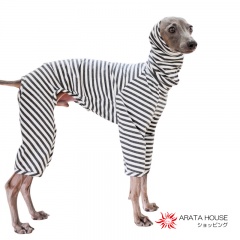 イタグレ・ウィペット犬服｜ロンパース｜杢天竺ボーダーニット｜選べる３カラー（ベージュ/ネイビー/グレイ）