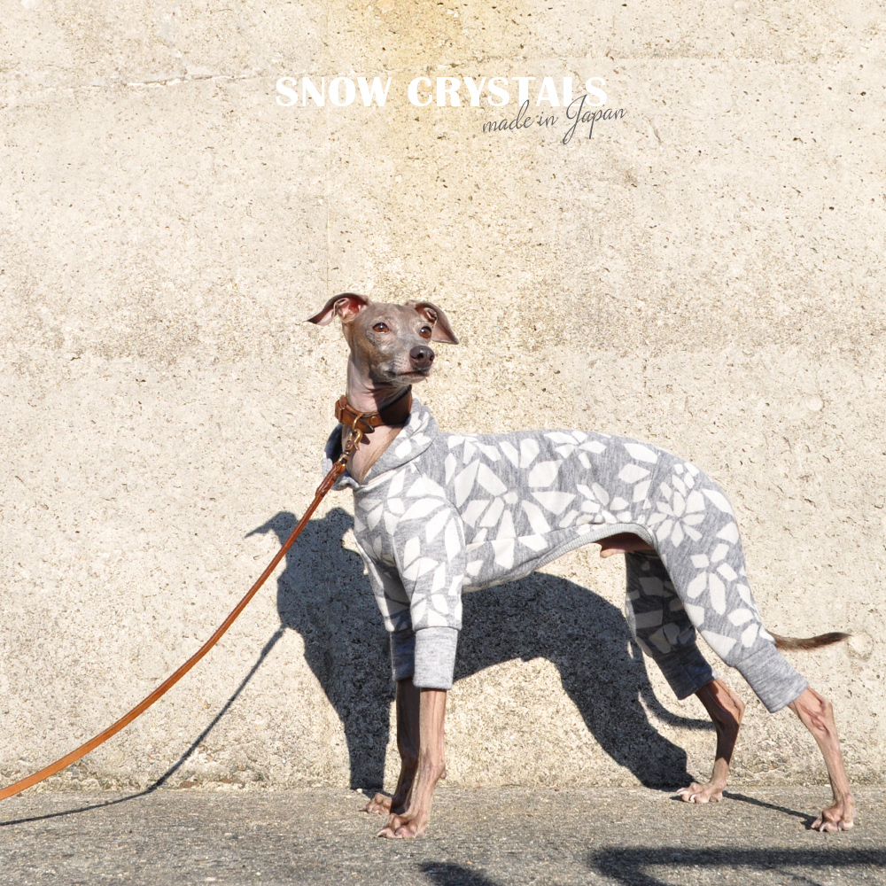 犬服|雪の結晶|杢オパールニット|選べる4タイプ×2カラー(白銀/月夜)