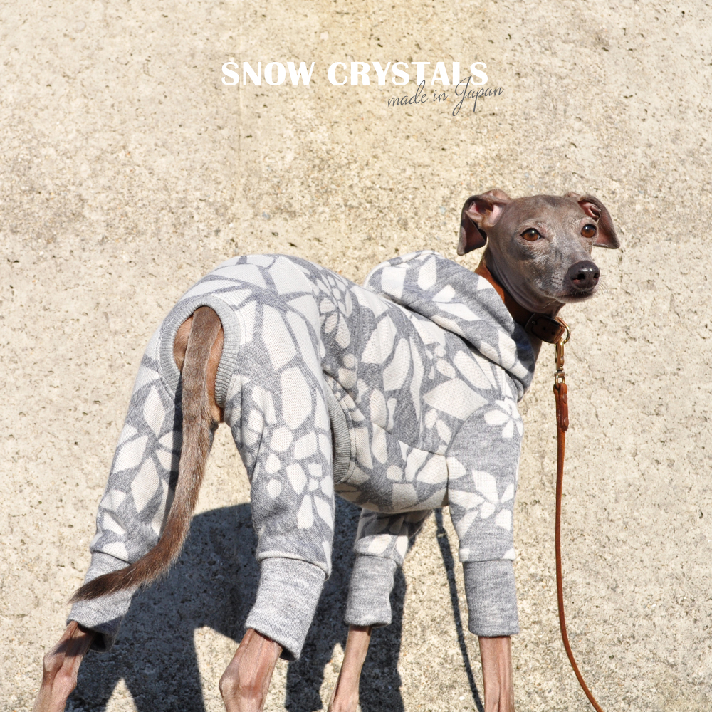 犬服|雪の結晶|杢オパールニット|選べる4タイプ×2カラー(白銀/月夜)