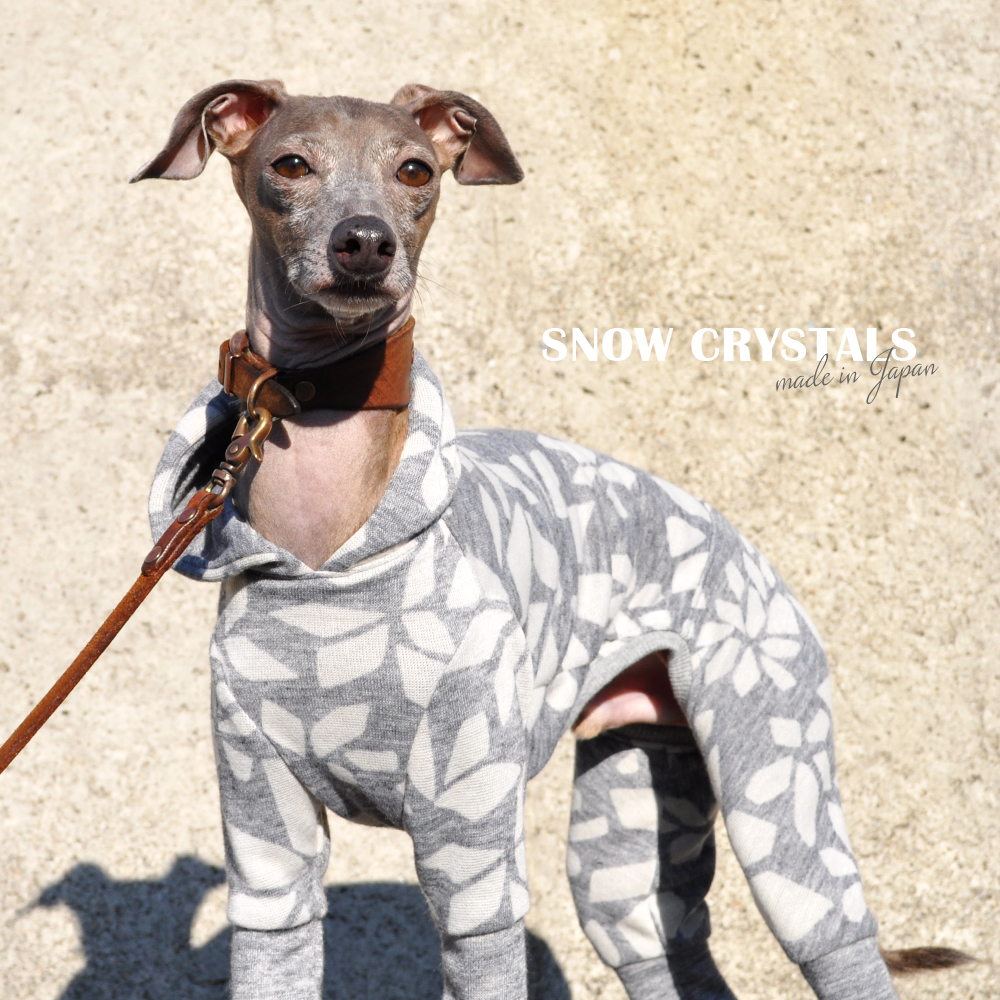 犬服|雪の結晶|杢オパールニット|選べる4タイプ×2カラー(白銀/月夜)