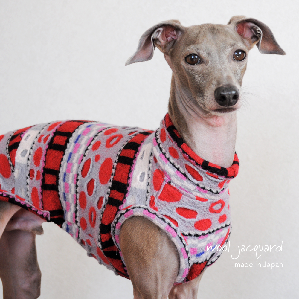 犬服|日本製ウールジャガード|選べる3タイプ×3カラー(Blue/Red/Black)