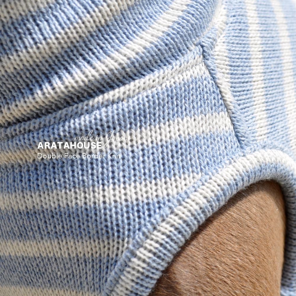 犬服|日本製ダブルフェイスボーダーニット(二重織りニット)|選べる4タイプ×3カラー(スカイブルー/イエロー/ライトグレイ)