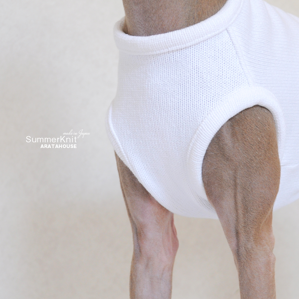 犬服|サマーニット|日本製コットン100%天竺ニット|選べる3タイプ×2カラー(純白/空色)