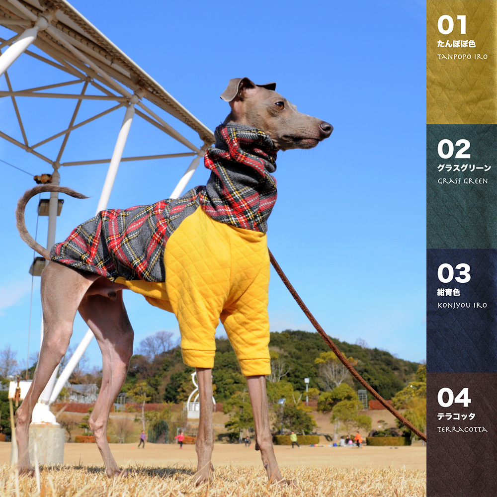 「2015年新作」イタグレ・ウィペット服｜ふわっとタータンチェック｜選べる４カラー＆８サイズ