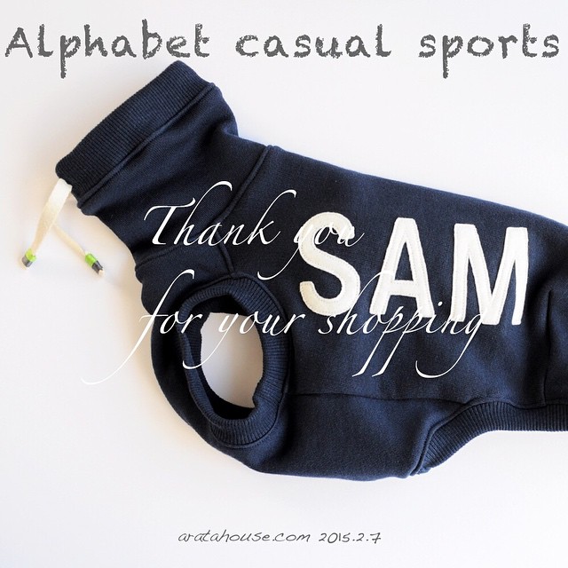 SAM Thank you 「イタグレ・ウィペット犬服|アルファベットカジュアルスポーツ」アルファベット、リブカラー、着丈タイプ、袖タイプ、ネックタイプが選べます。ロンパースもok! #aratahouse #イタグレ #italiangreyhound #fashionshow #犬服 #イタグレ服 #アルファベットカジュアルスポーツ #201502 http://shopping.aratahouse.com/ 愛犬を想ってアルファベットを考える!なるほどなぁ〜そう言う意味があるんだ!!素敵です。