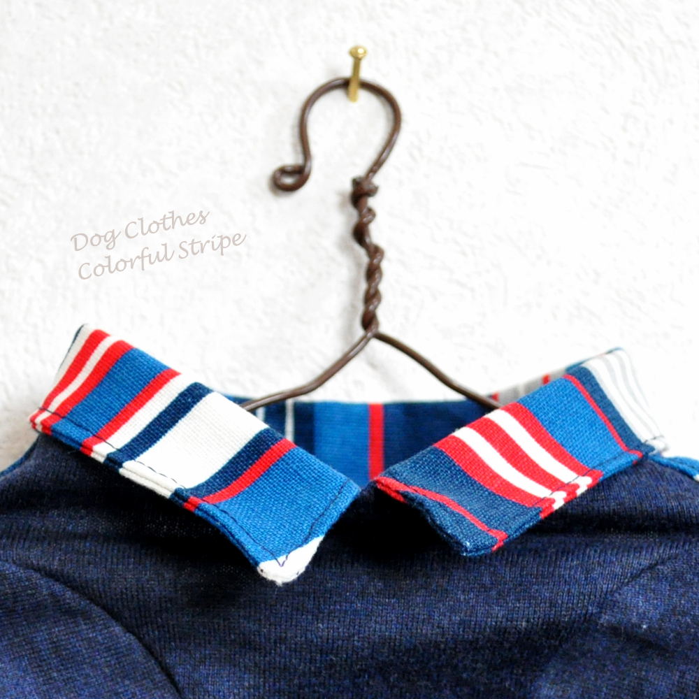 犬服｜カラフルストライプ「ドレスコードカスタマイズも可能」｜選べる２タイプ×３カラー（ブルー/イエロー/レッド）