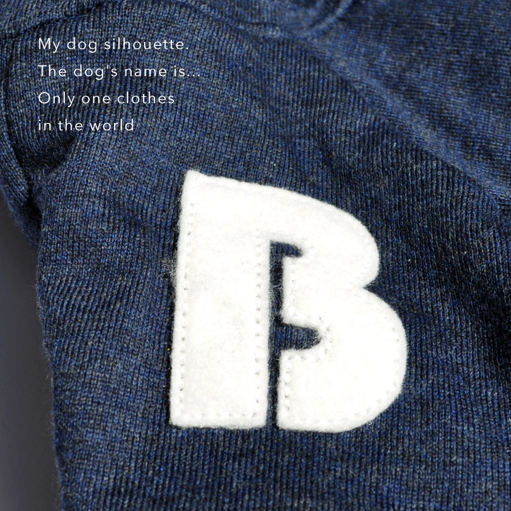 41日かかって遂に完成「犬服」My dog silhouette. The dog's name is...「世界に1つだけの洋服」｜ロンパース（ボーダー裏地付き）×選べる３カラー