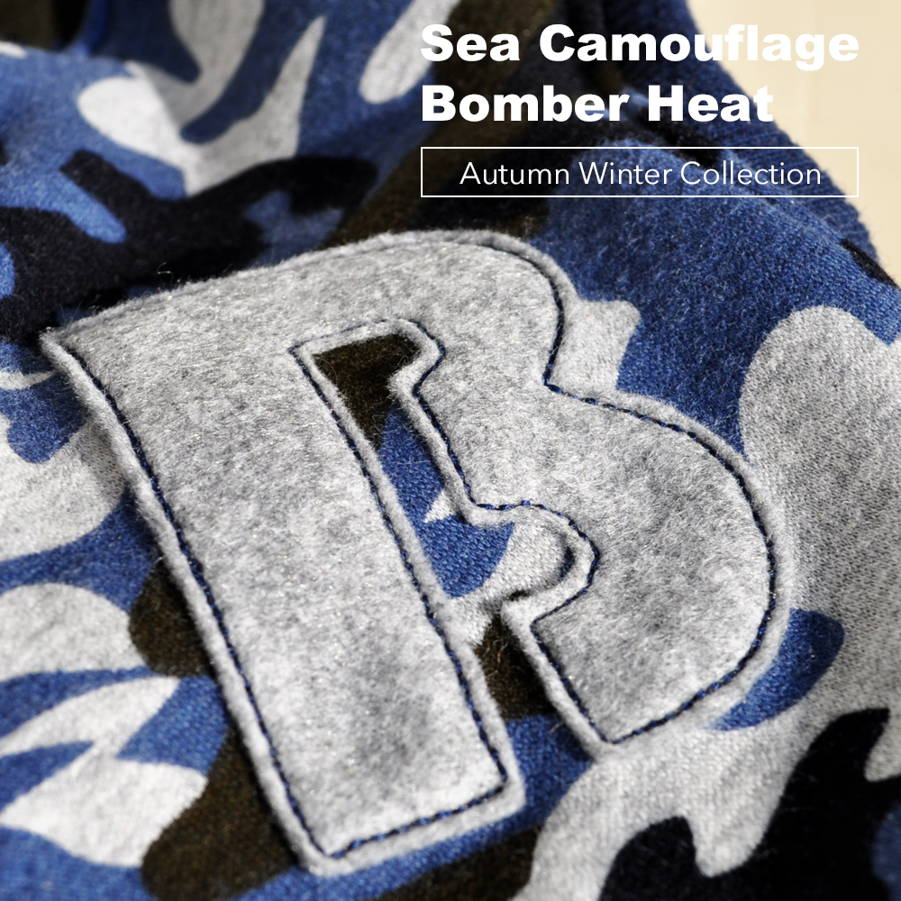 「2015 秋冬新作犬服　"Sea Camouflage" 」毛布に包まれたような暖かさと、優しい肌さわりのボンバーヒートニット