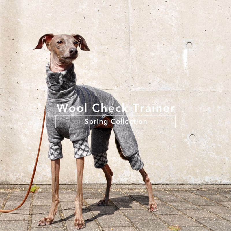 「柔らかな春の犬服」“くしゅくしゅ”ウールチェックトレーナー。シンプルなコーデが洒落上級者♡