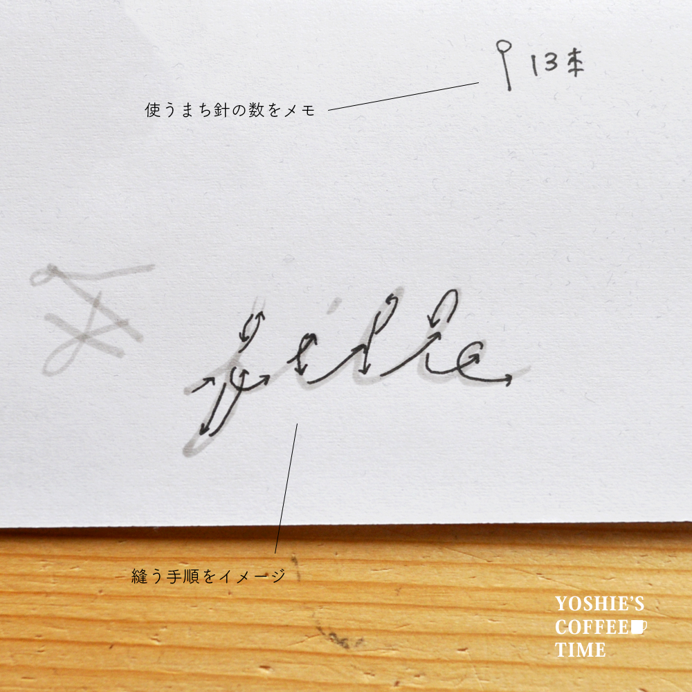 「犬服製作メモ」オリジナルのアルファベットワッペンに思いを込めて縫う。-YOSHIE'S COFFEE TIME