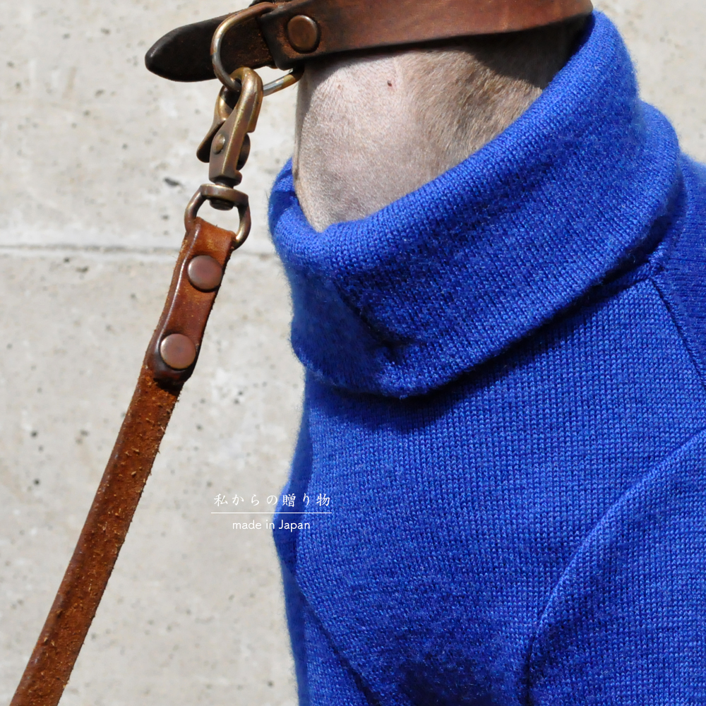 犬服｜私からの贈り物｜日本製メリノウールリバーニット｜選べる４タイプ×３カラー（グレイ/ブルー/パープル）