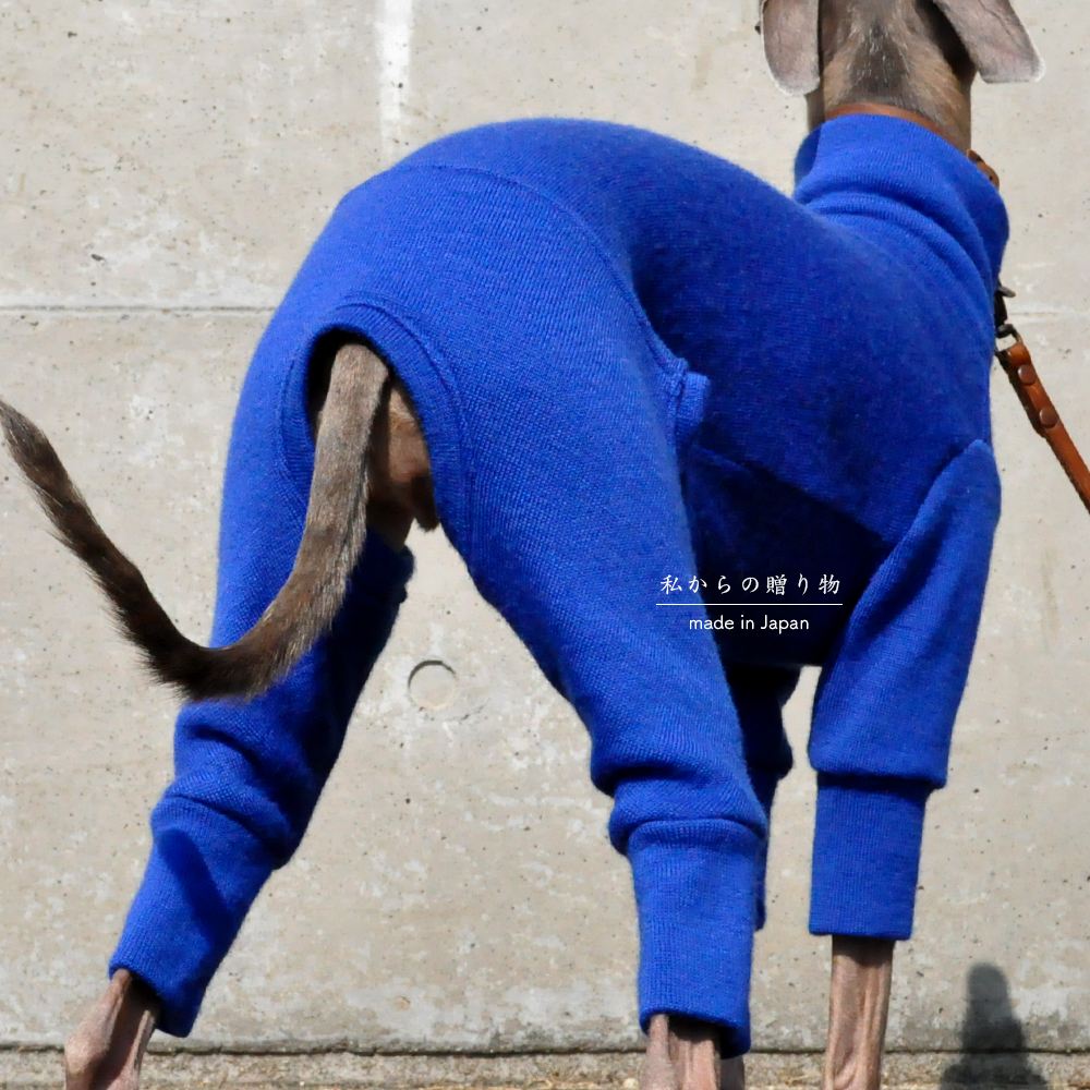 犬服｜私からの贈り物｜日本製メリノウールリバーニット｜選べる４タイプ×３カラー（グレイ/ブルー/パープル）