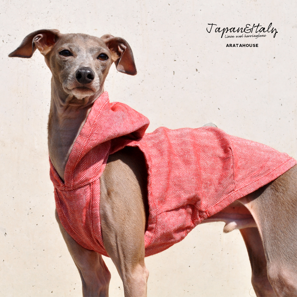 犬服｜リネンウールヘリンボーン｜イタリア製リネン糸＆日本製ウール｜選べる３タイプ