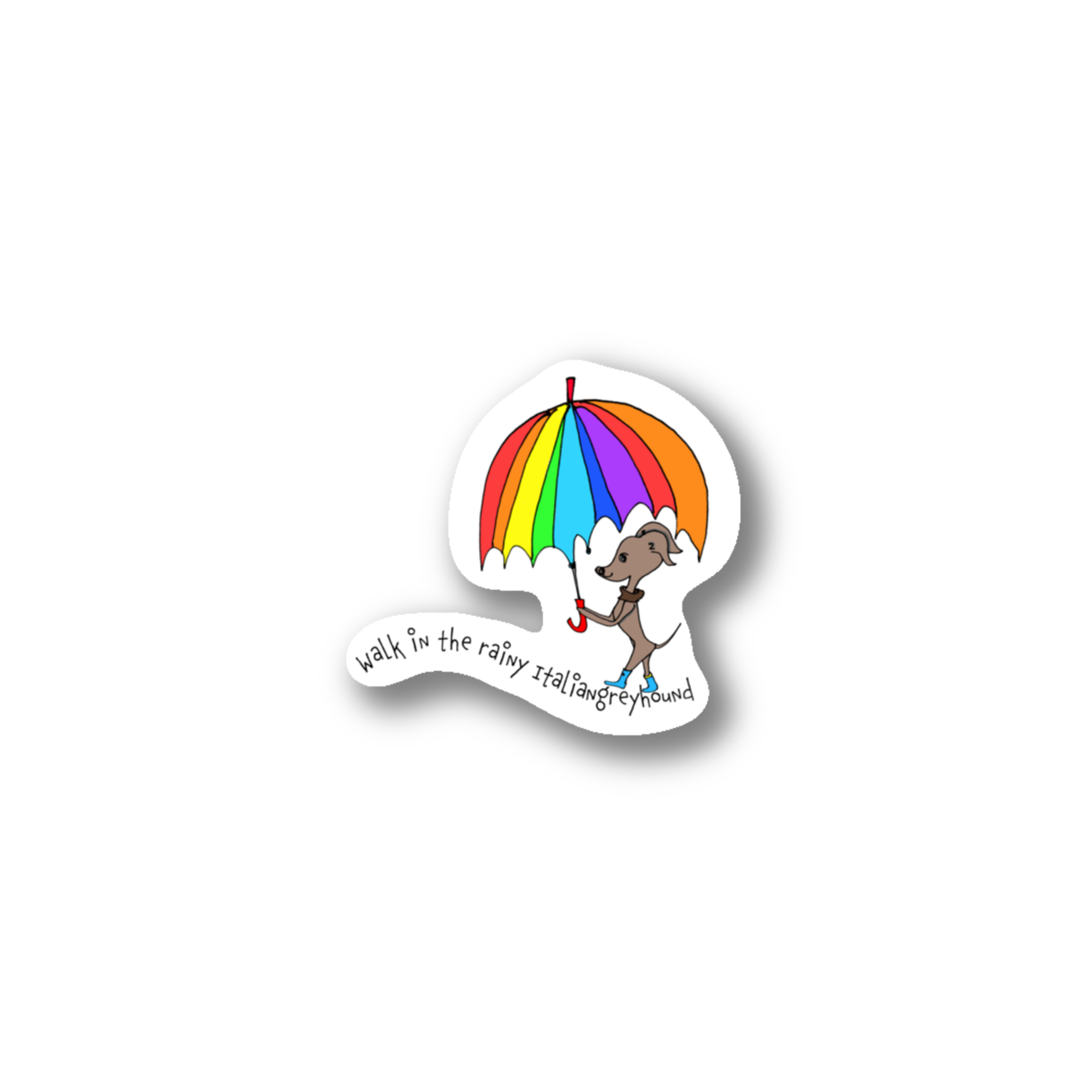 Walk in the rainy Italiangreyhound「YOSHIE.KUROIWA」