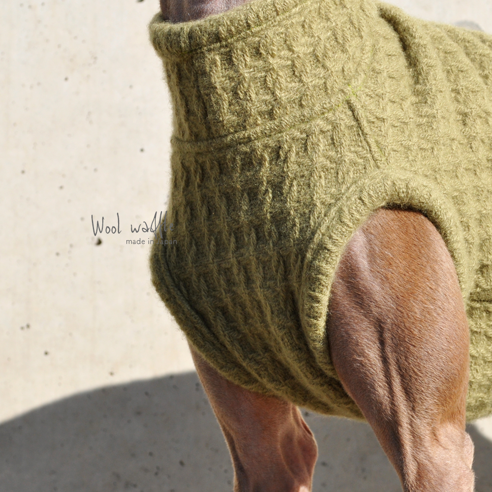 犬服｜日本製ウールワッフル｜選べる３タイプ（Leaf Green）