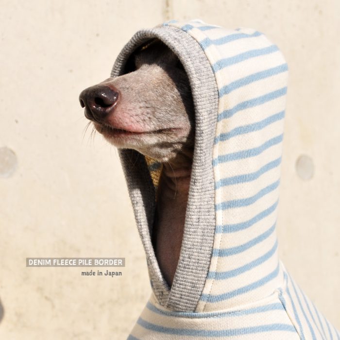 犬服|デニム裏毛パイルボーダー|選べる4タイプ×3カラー(アクア/グリーン/ネイビー)