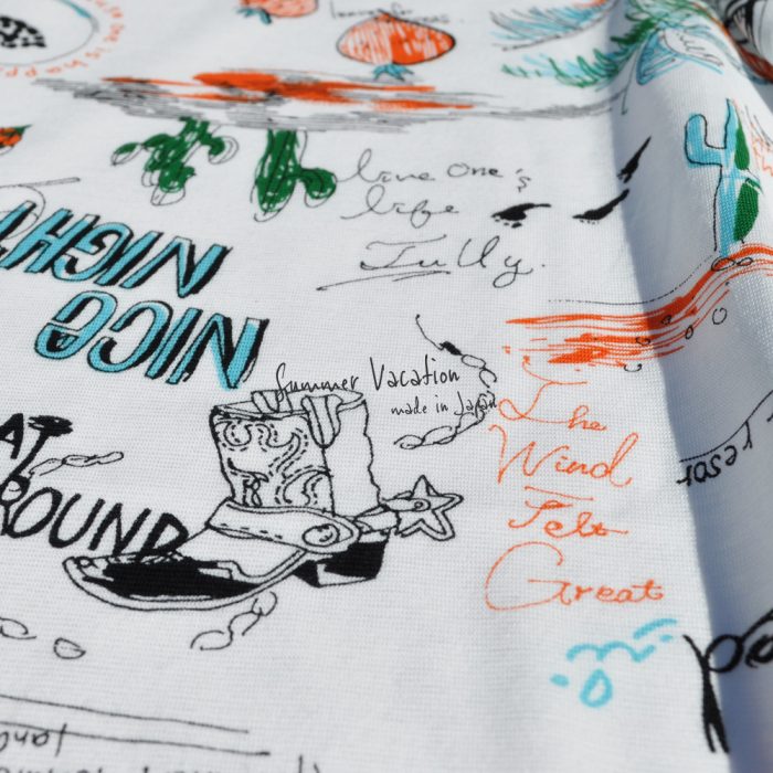 犬服|Summer Vacation|上質な日本製強撚天竺ニットプリント|選べる4タイプ×2カラー(ブルー文字/ブラック文字)