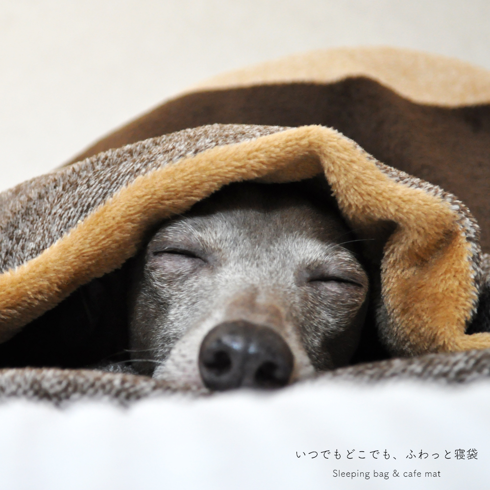 イタグレ服|ミニピン服|寝袋&カフェマット|いつでもどこでも、ふわっと寝袋「軽くて持ち運びも快適」|ワイドボーダーボア生地|選べる3カラー