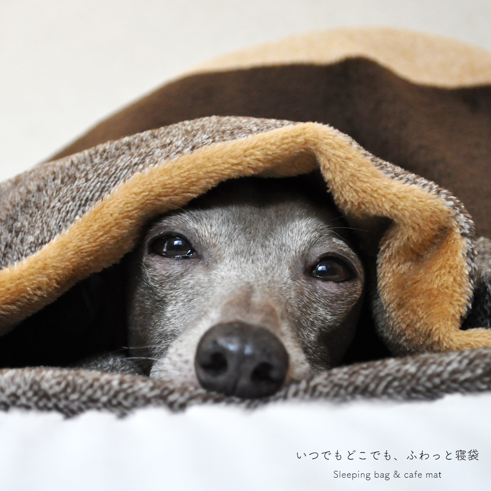 イタグレ服|ミニピン服|寝袋&カフェマット|いつでもどこでも、ふわっと寝袋「軽くて持ち運びも快適」|ワイドボーダーボア生地|選べる3カラー